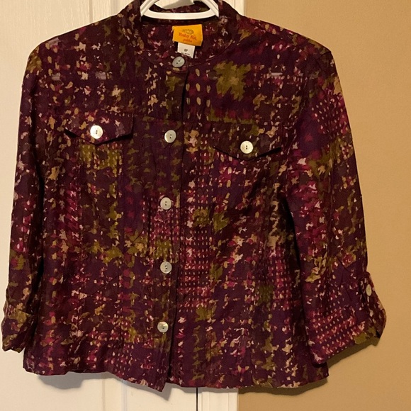 Ruby Rd. Women’s 3/4 sleeve Purple and Green Button Down Blouse Size 8P. - Picture 6 of 6